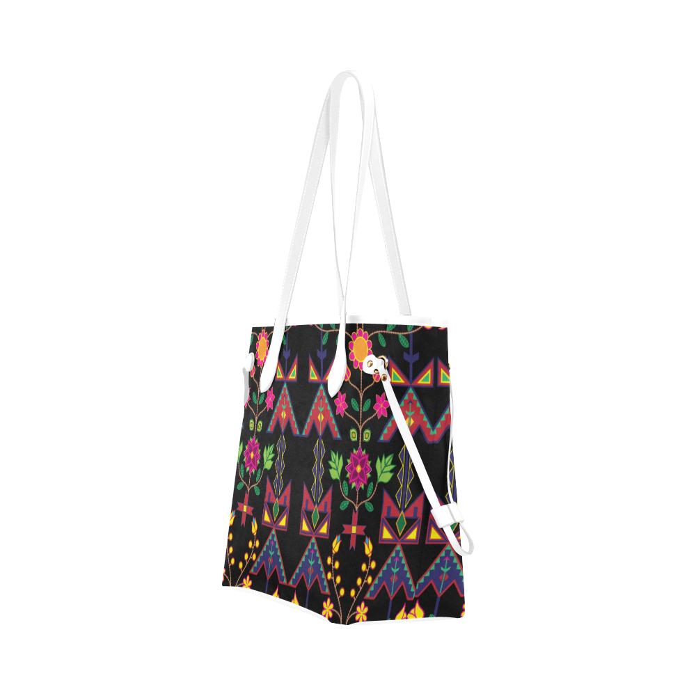 Geometric Floral Spring - Black Clover Canvas Tote Bag (Model 1661) Clover Canvas Tote Bag (1661) e-joyer