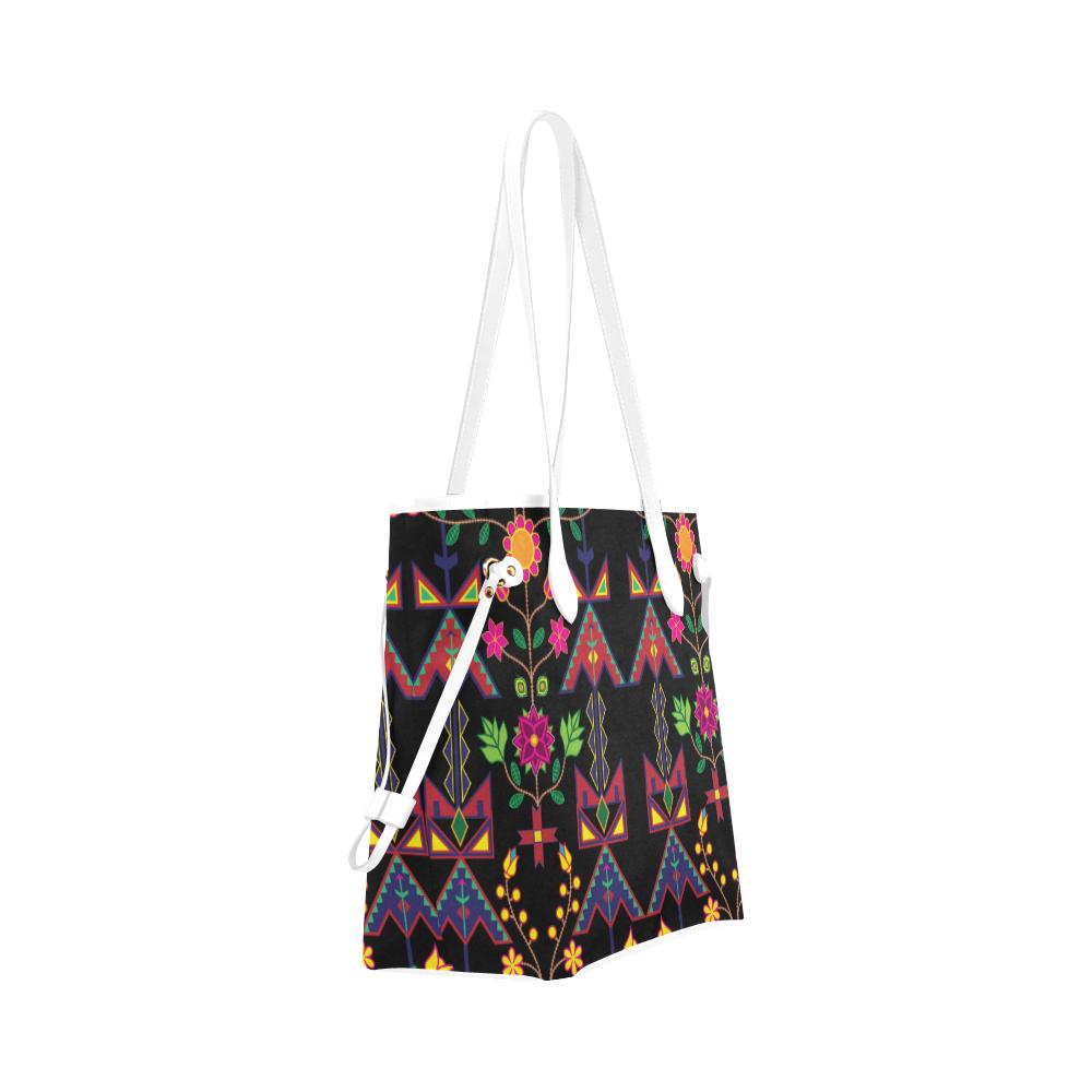 Geometric Floral Spring - Black Clover Canvas Tote Bag (Model 1661) Clover Canvas Tote Bag (1661) e-joyer