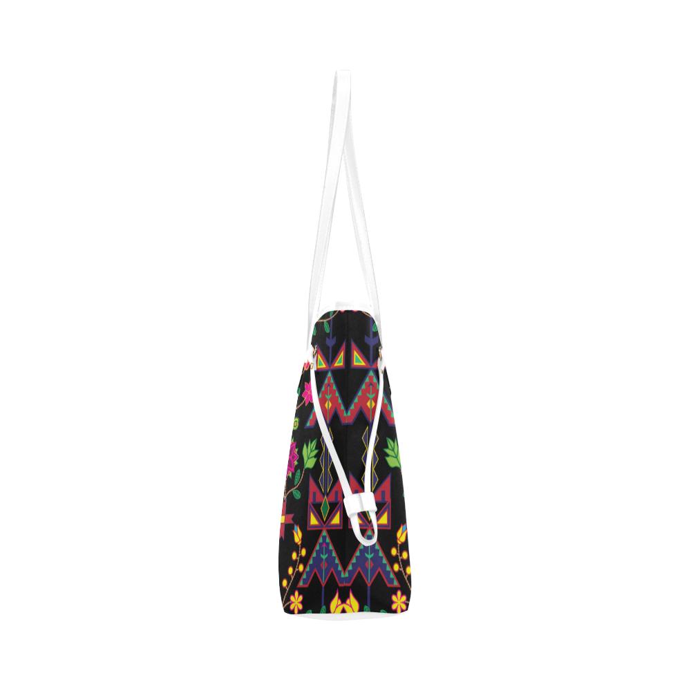 Geometric Floral Spring - Black Clover Canvas Tote Bag (Model 1661) Clover Canvas Tote Bag (1661) e-joyer