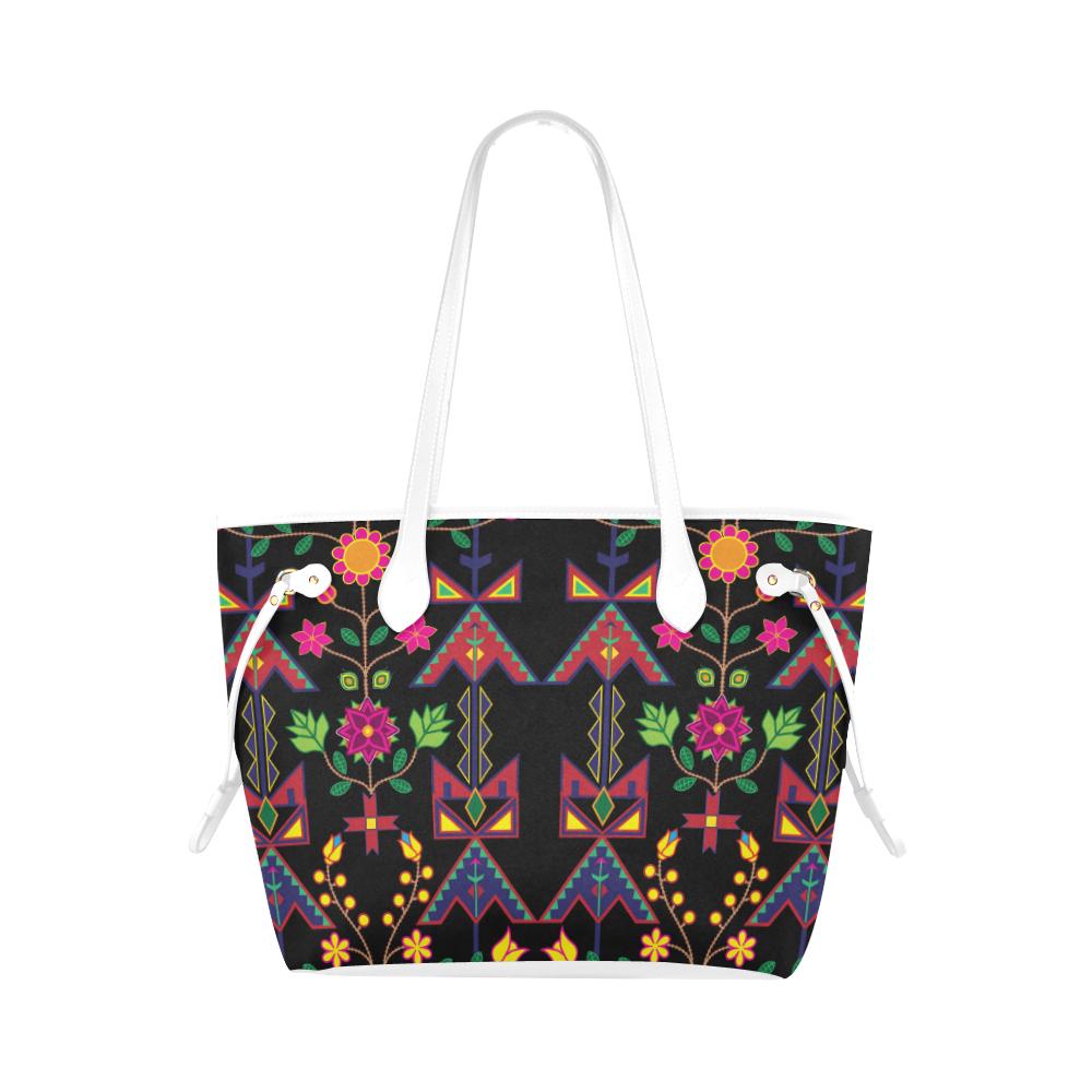 Geometric Floral Spring - Black Clover Canvas Tote Bag (Model 1661) Clover Canvas Tote Bag (1661) e-joyer