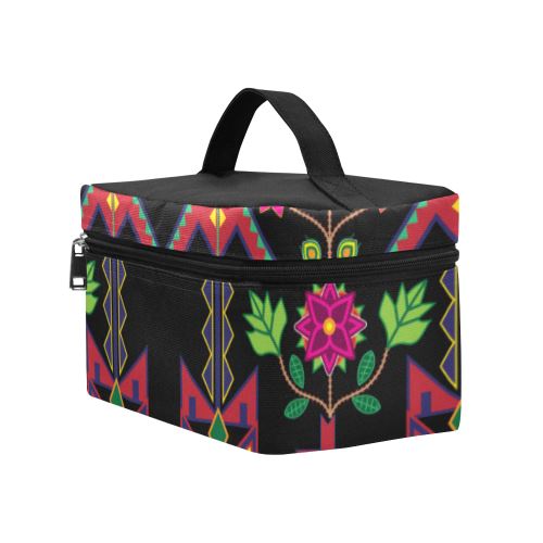 Geometric Floral Spring-Black Cosmetic Bag/Large (Model 1658) Cosmetic Bag e-joyer