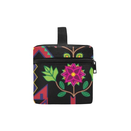 Geometric Floral Spring-Black Cosmetic Bag/Large (Model 1658) Cosmetic Bag e-joyer