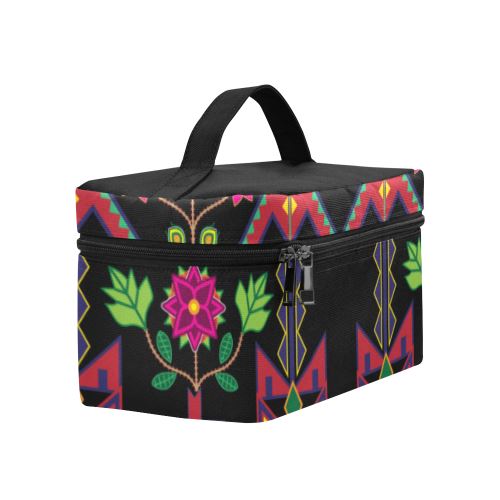 Geometric Floral Spring-Black Cosmetic Bag/Large (Model 1658) Cosmetic Bag e-joyer