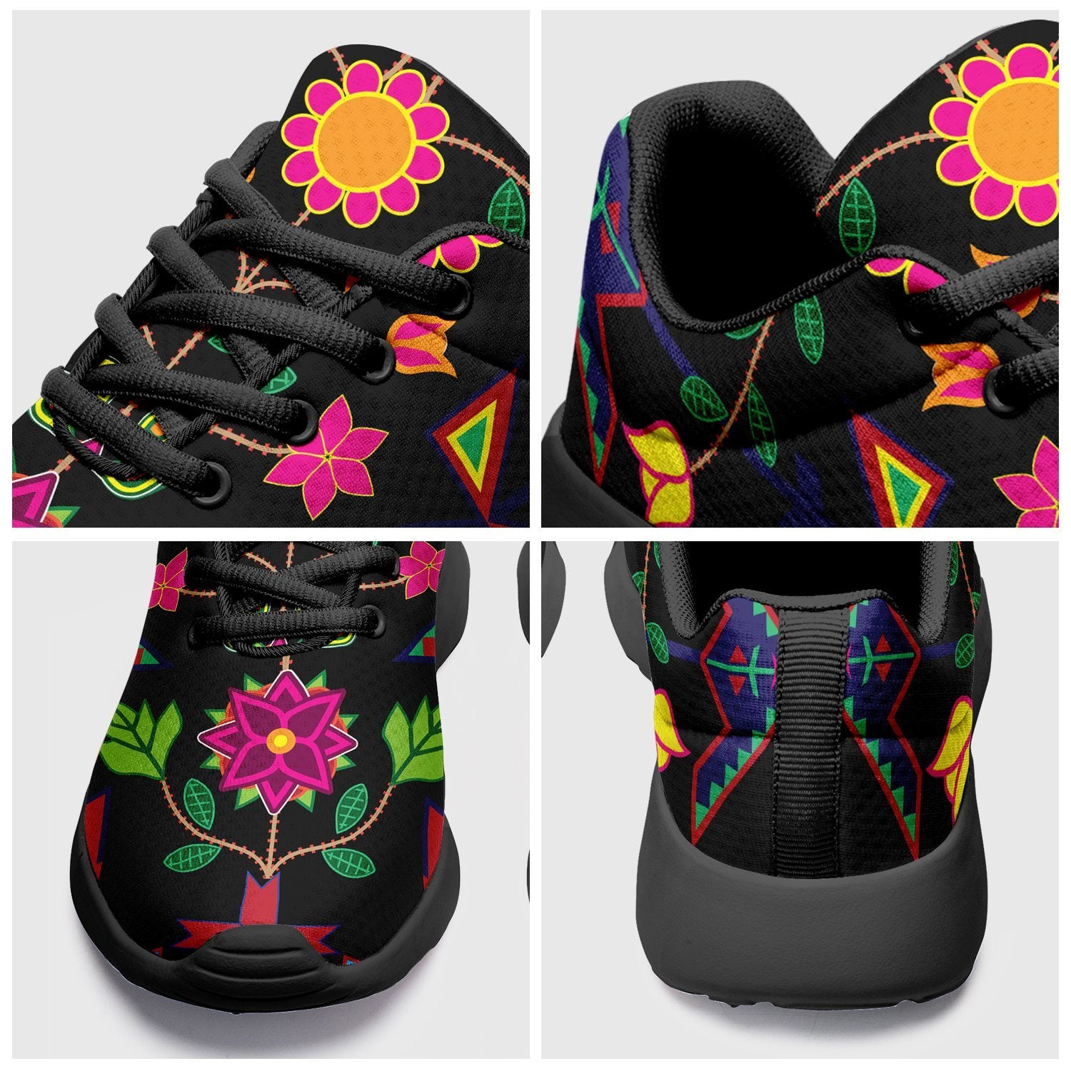 Geometric Floral Spring Black Ikkaayi Sport Sneakers ikkaayi Herman
