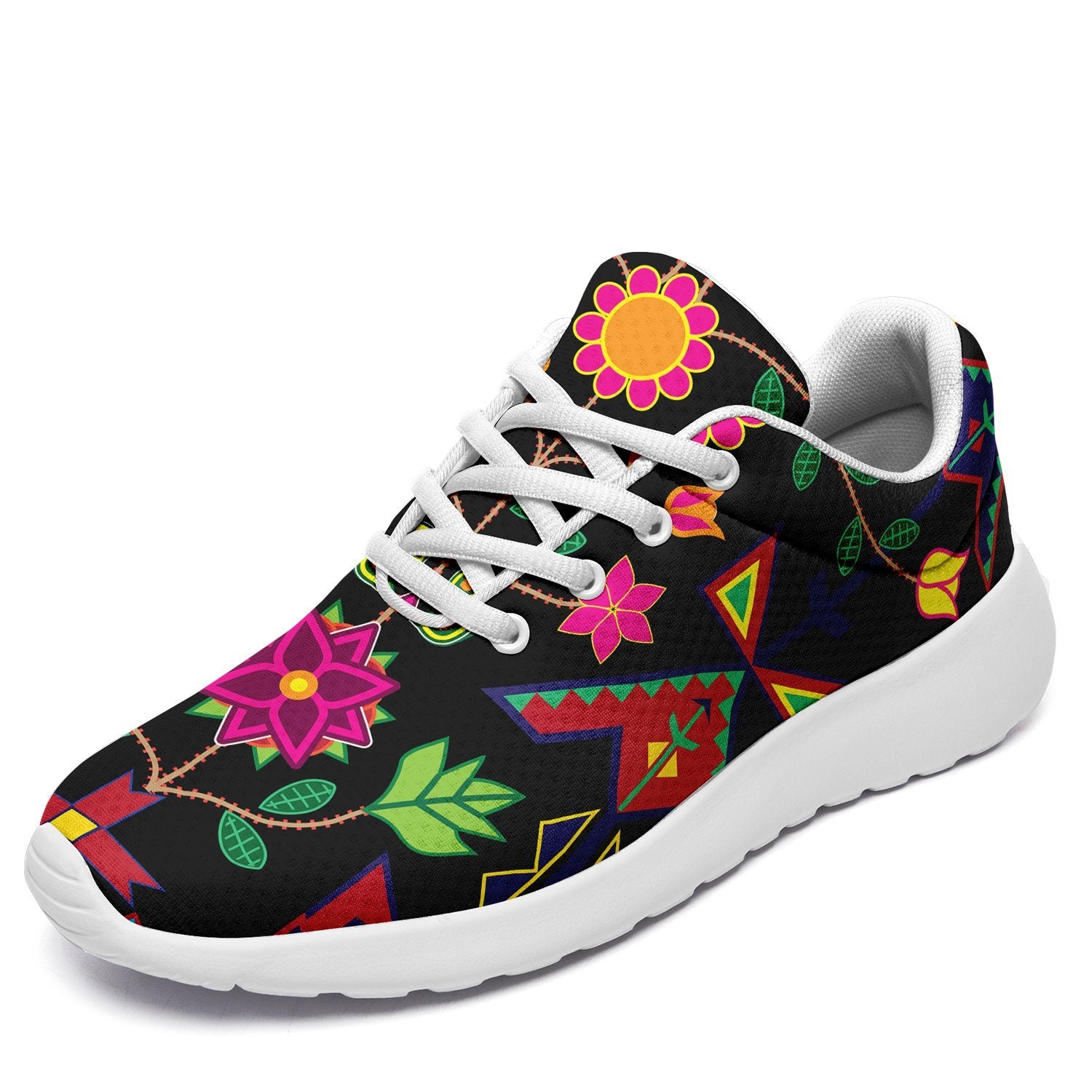 Geometric Floral Spring Black Ikkaayi Sport Sneakers ikkaayi Herman