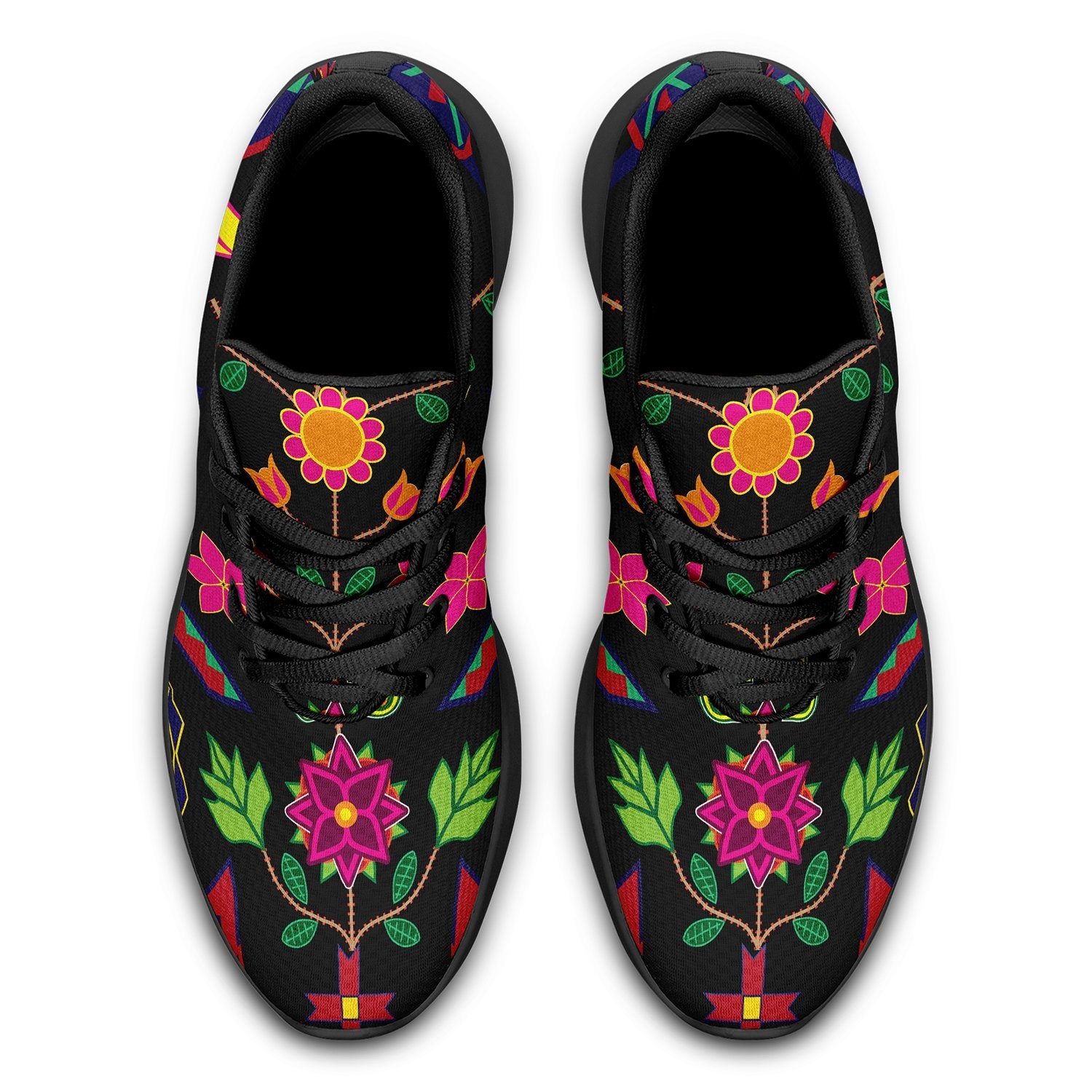 Geometric Floral Spring Black Ikkaayi Sport Sneakers ikkaayi Herman