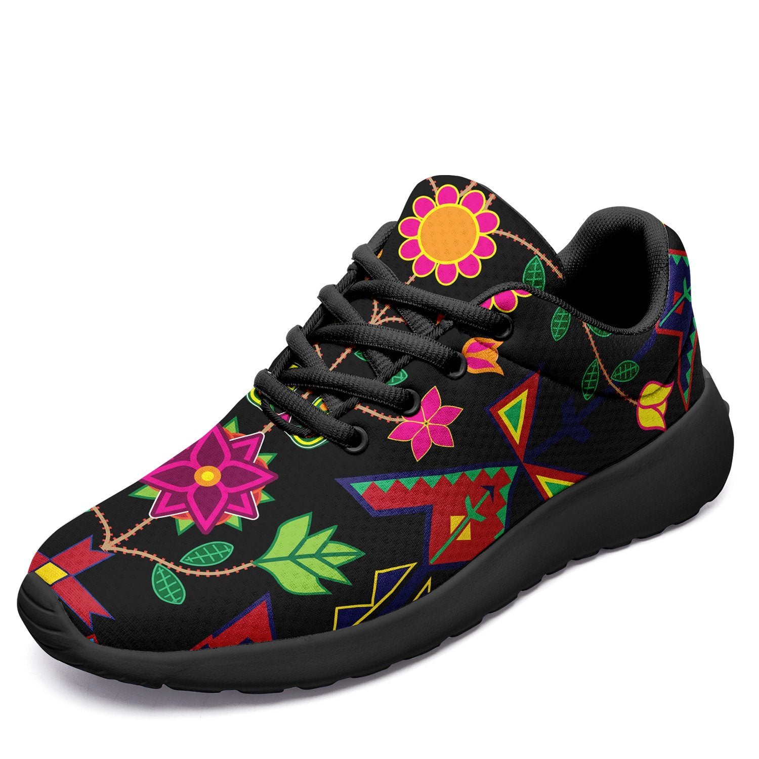 Geometric Floral Spring Black Ikkaayi Sport Sneakers ikkaayi Herman