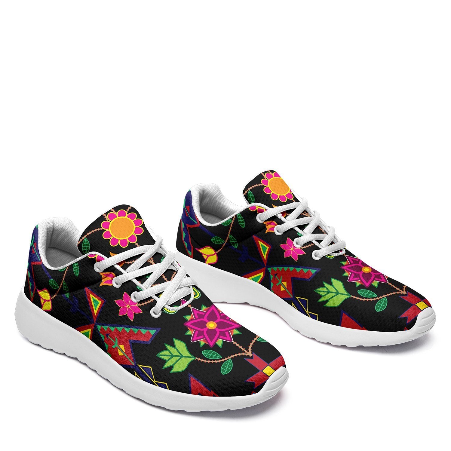 Geometric Floral Spring Black Ikkaayi Sport Sneakers ikkaayi Herman