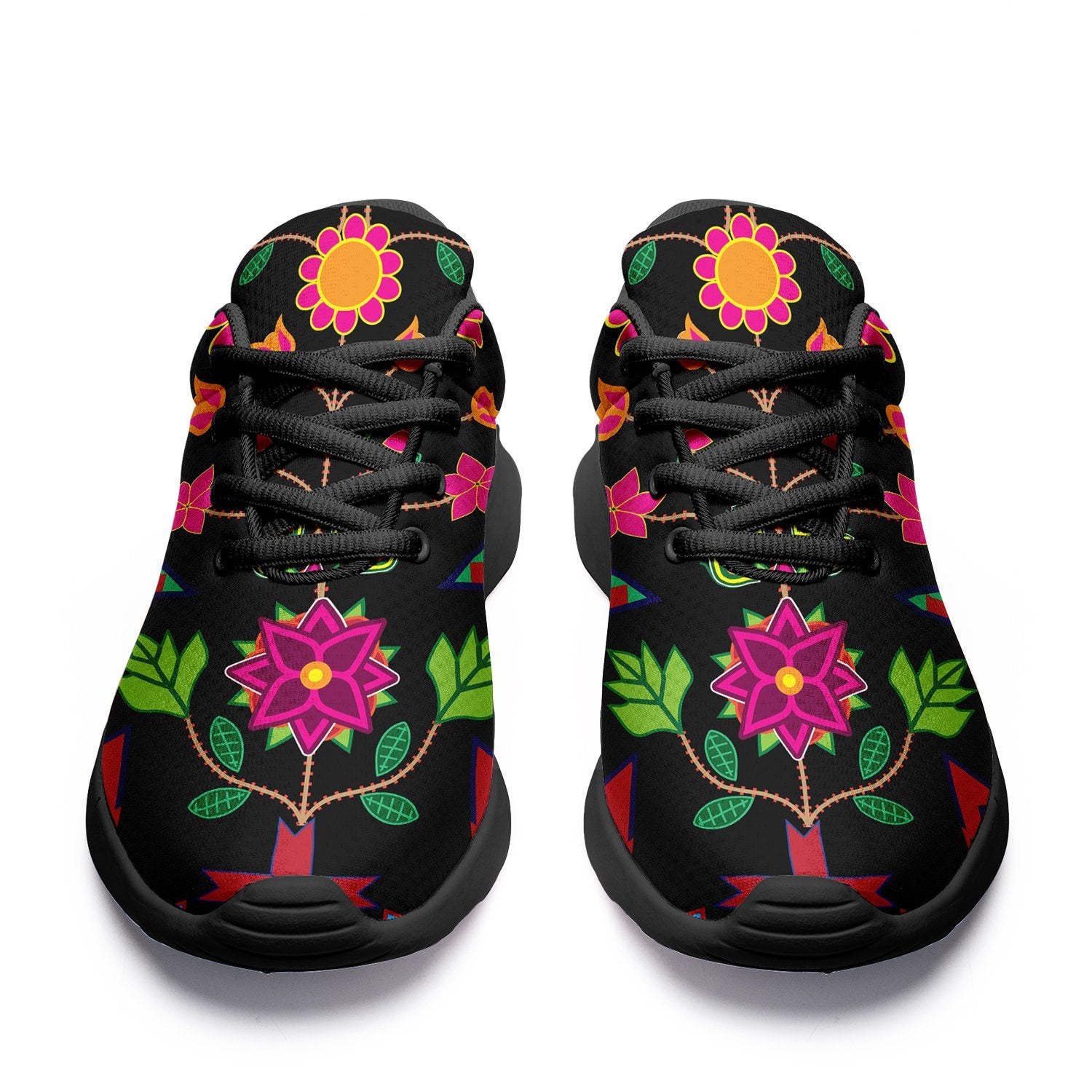 Geometric Floral Spring Black Ikkaayi Sport Sneakers ikkaayi Herman