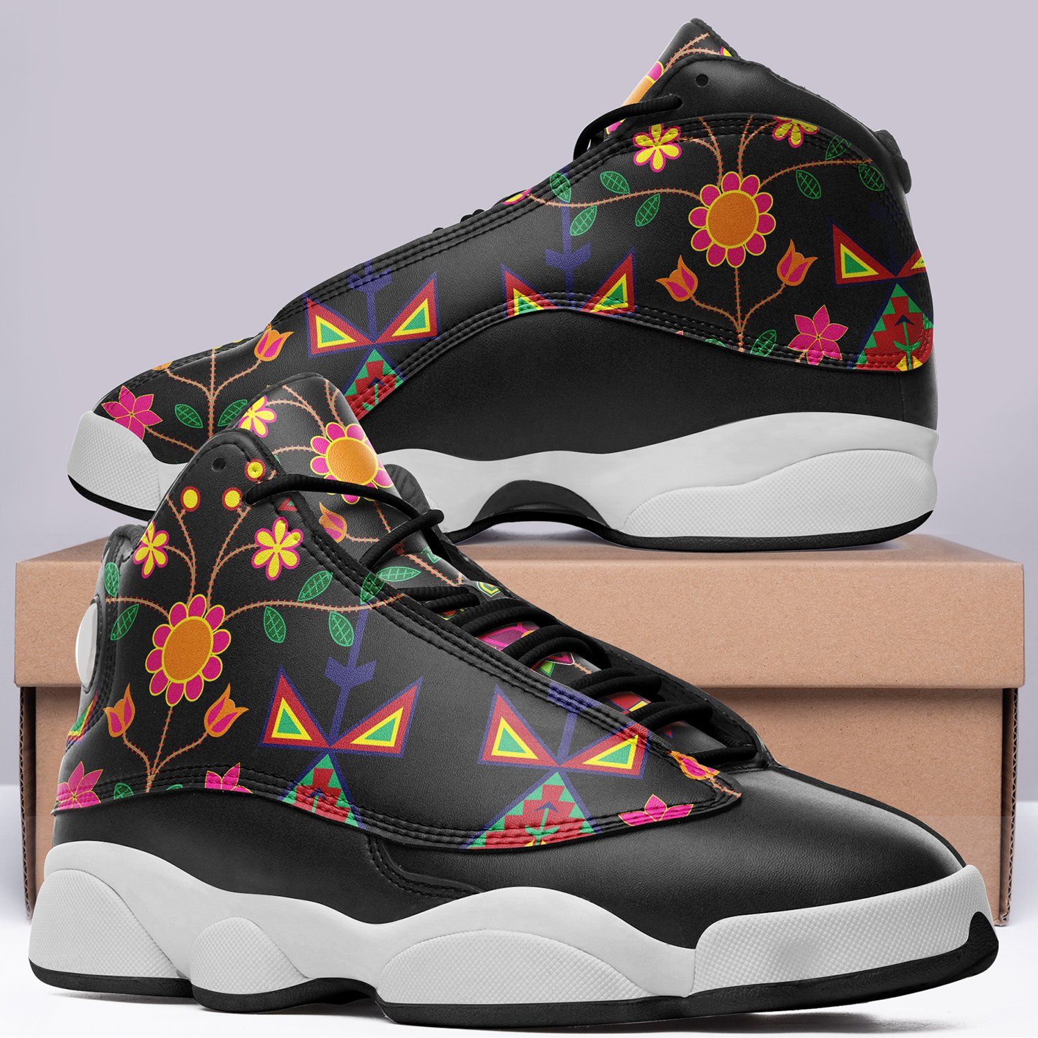 Geometric Floral Spring Black Isstsokini Athletic Shoes Herman