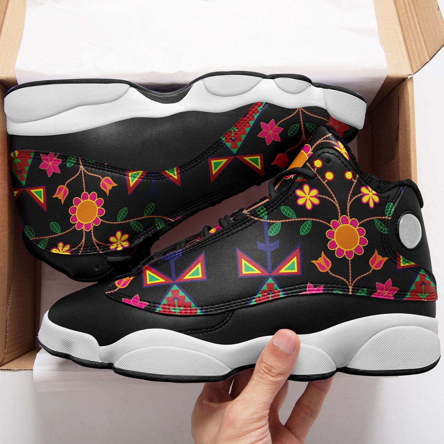 Geometric Floral Spring Black Isstsokini Athletic Shoes Herman