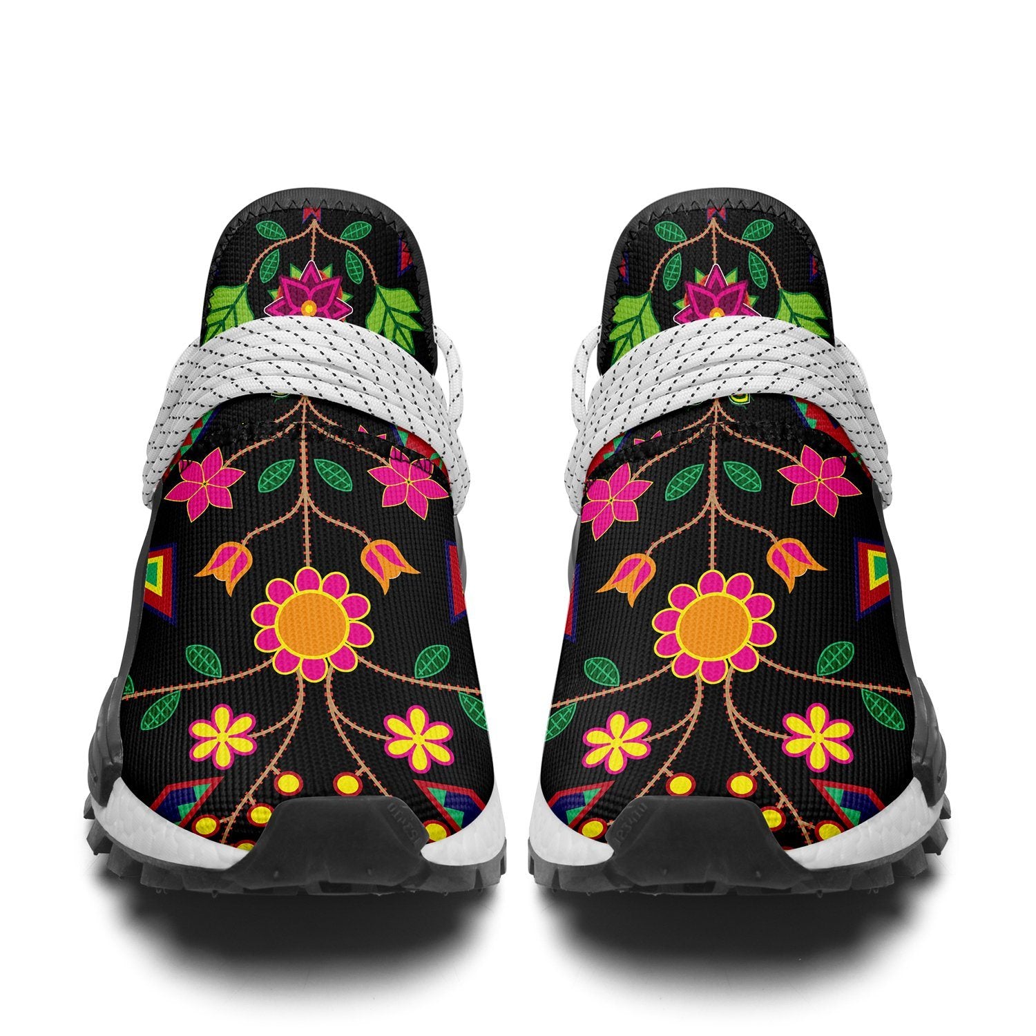 Geometric Floral Spring Black Okaki Sneakers Shoes Herman