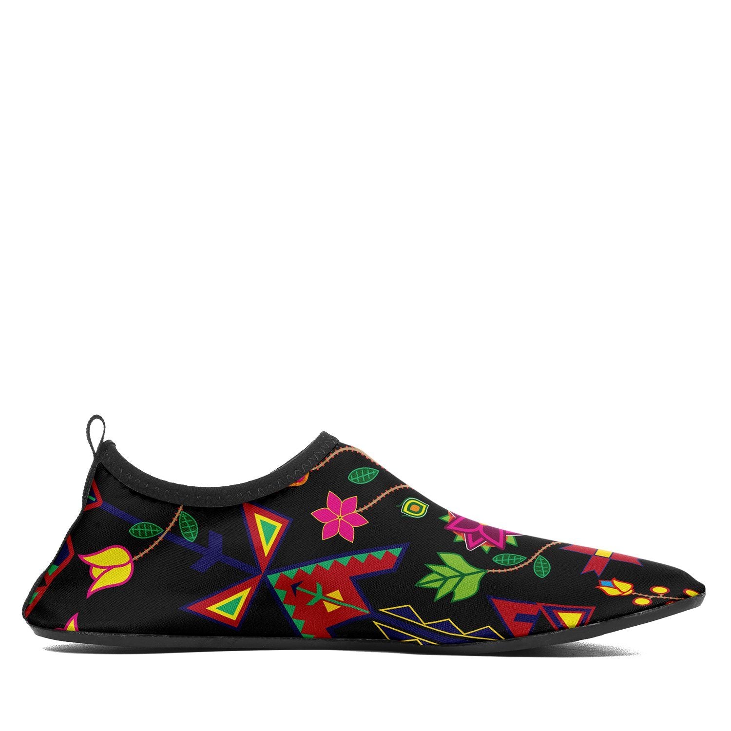 Geometric Floral Spring Black Sockamoccs Kid's Slip On Shoes Herman