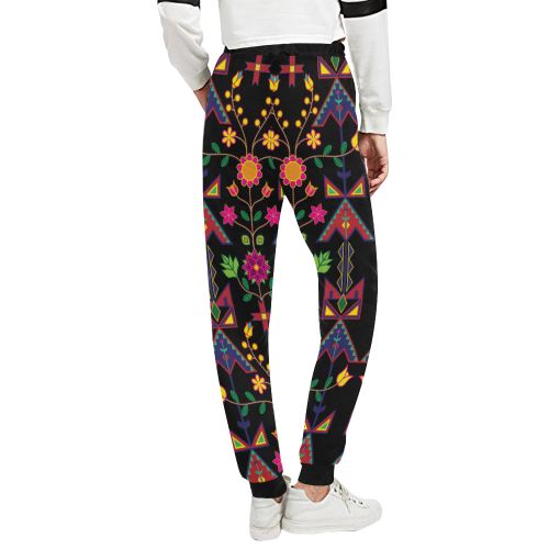 Geometric Floral Spring-Black Women's All Over Print Sweatpants (Model L11) Women's All Over Print Sweatpants (L11) e-joyer