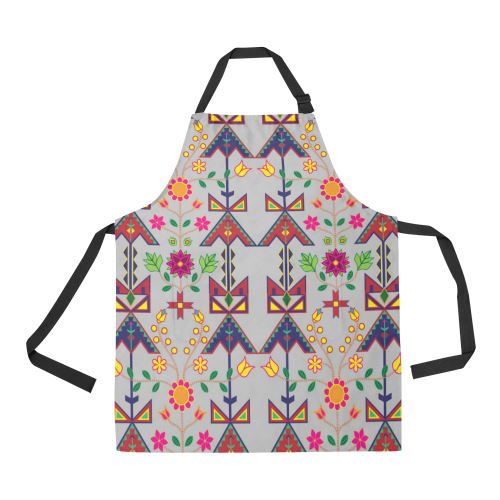 Geometric Floral Spring-Gray All Over Print Apron All Over Print Apron e-joyer