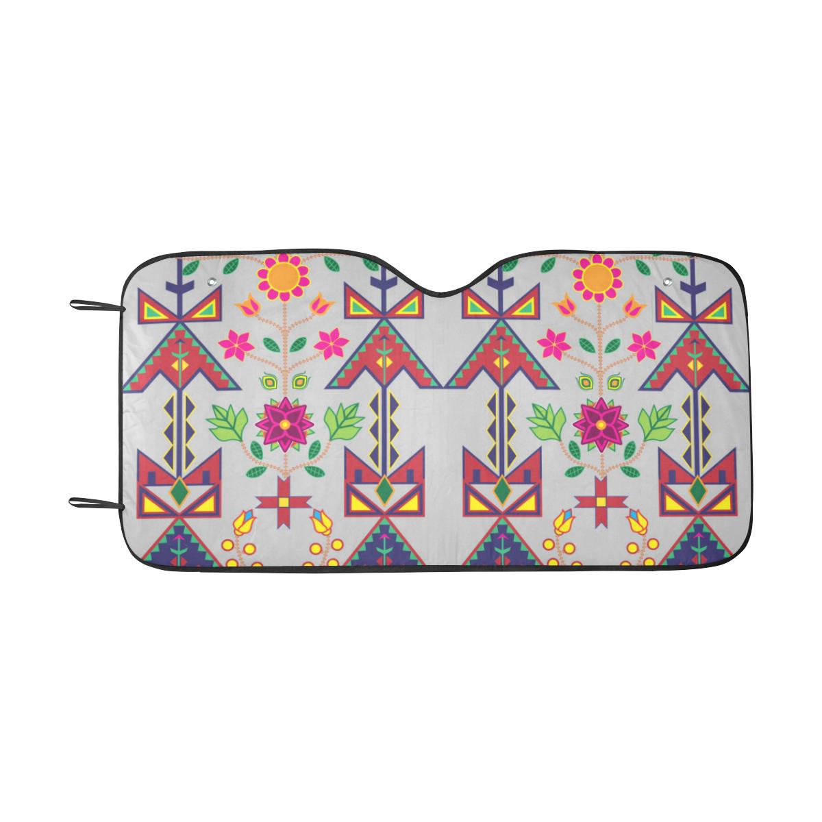 Geometric Floral Spring-Gray Car Sun Shade 55"x30" Car Sun Shade e-joyer