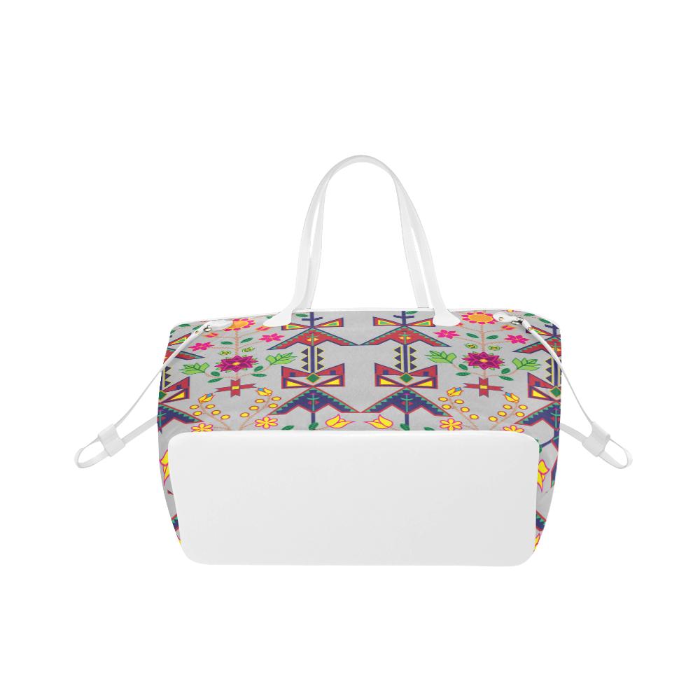 Geometric Floral Spring - Gray Clover Canvas Tote Bag (Model 1661) Clover Canvas Tote Bag (1661) e-joyer