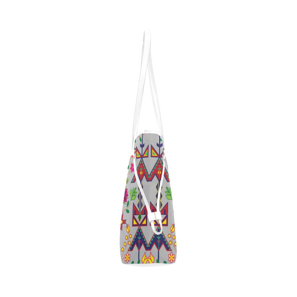 Geometric Floral Spring - Gray Clover Canvas Tote Bag (Model 1661) Clover Canvas Tote Bag (1661) e-joyer
