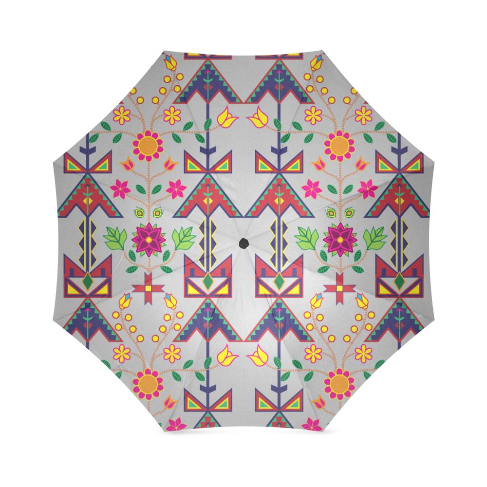 Geometric Floral Spring-Gray Foldable Umbrella Foldable Umbrella e-joyer