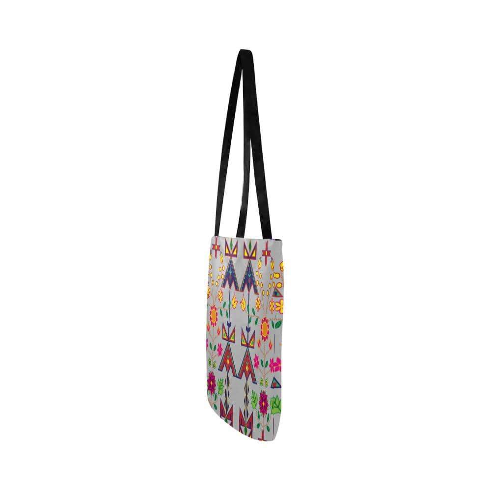 Geometric Floral Spring-Gray Reusable Shopping Bag Model 1660 (Two sides) Shopping Tote Bag (1660) e-joyer