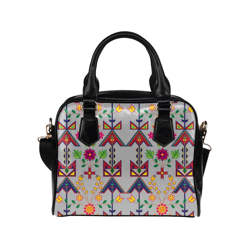 Geometric Floral Spring-Gray Shoulder Handbag (Model 1634) Shoulder Handbags (1634) e-joyer