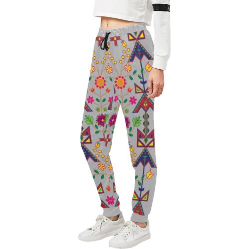 Geometric Floral Spring-Gray Women's All Over Print Sweatpants (Model L11) Women's All Over Print Sweatpants (L11) e-joyer