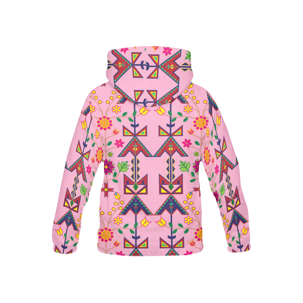 Geometric Floral Spring Pink All Over Print Hoodie for Kid (USA Size) (Model H13) All Over Print Hoodie for Kid (H13) e-joyer