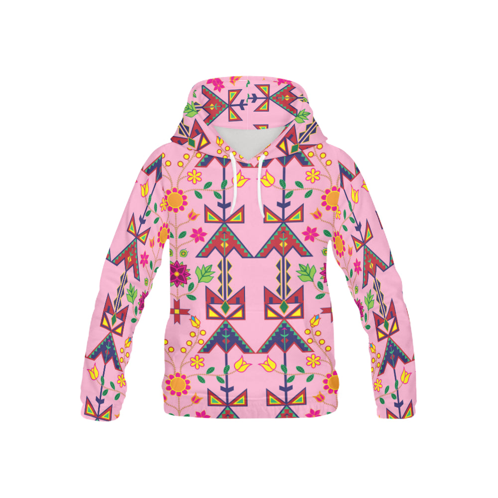 Geometric Floral Spring Pink All Over Print Hoodie for Kid (USA Size) (Model H13) All Over Print Hoodie for Kid (H13) e-joyer