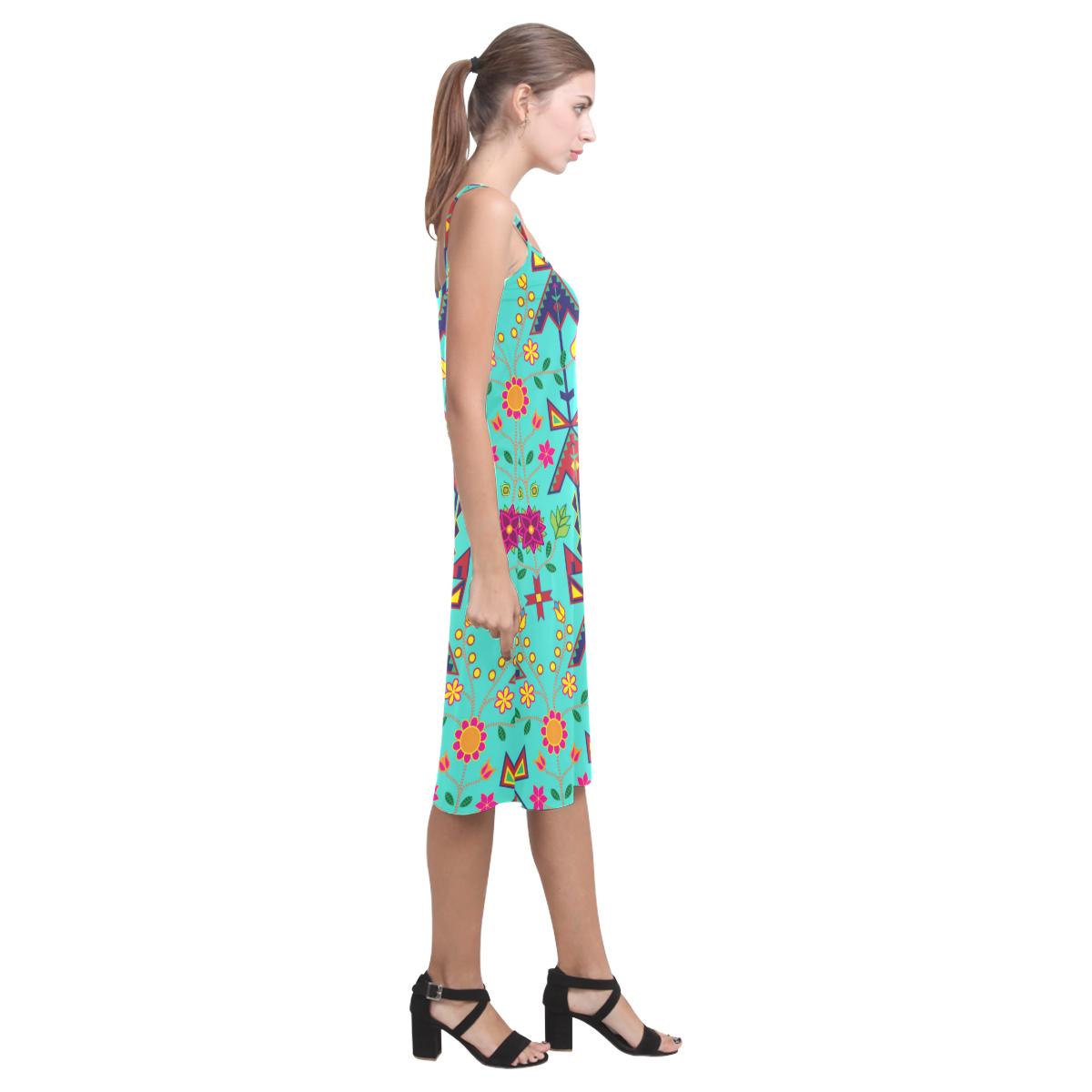 Geometric Floral Spring - Sky Alcestis Slip Dress (Model D05) Alcestis Slip Dress (D05) e-joyer