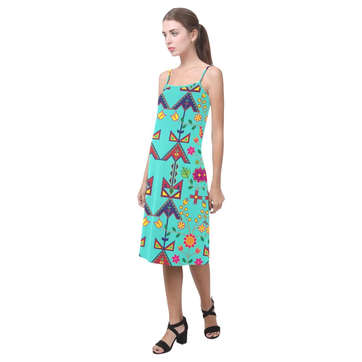 Geometric Floral Spring - Sky Alcestis Slip Dress (Model D05) Alcestis Slip Dress (D05) e-joyer