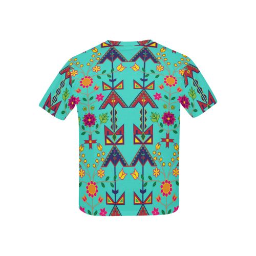 Geometric Floral Spring-Sky All Over Print T-shirt for Kid (USA Size) (Model T40) All Over Print T-shirt for Kid (T40) e-joyer