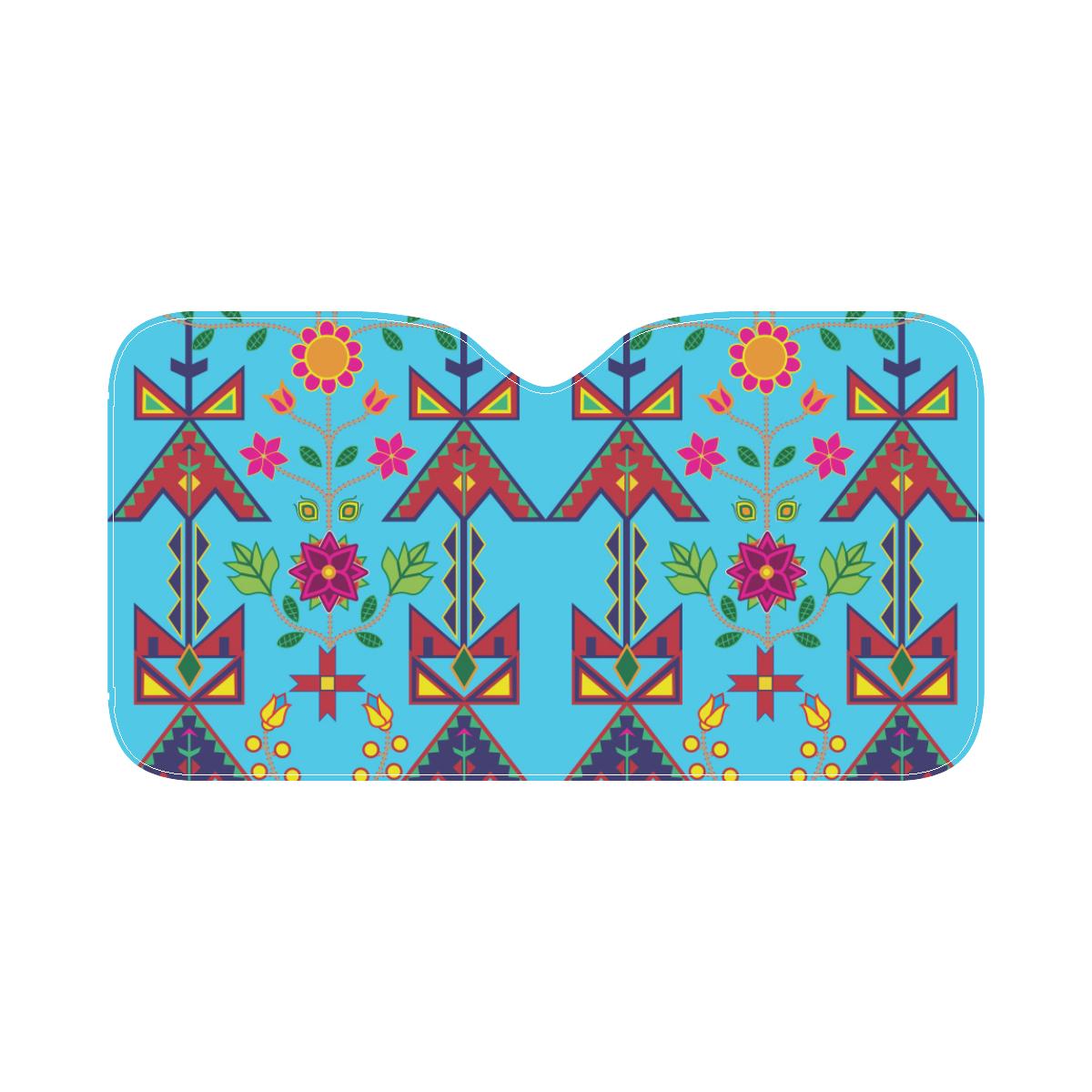 Geometric Floral Spring-SKy Blue Car Sun Shade 55"x30" Car Sun Shade e-joyer