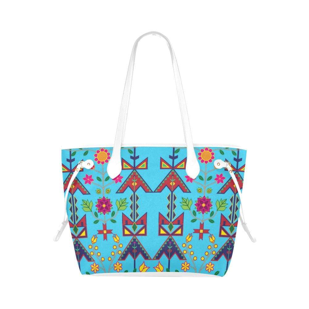Geometric Floral Spring - Sky Blue Clover Canvas Tote Bag (Model 1661) Clover Canvas Tote Bag (1661) e-joyer