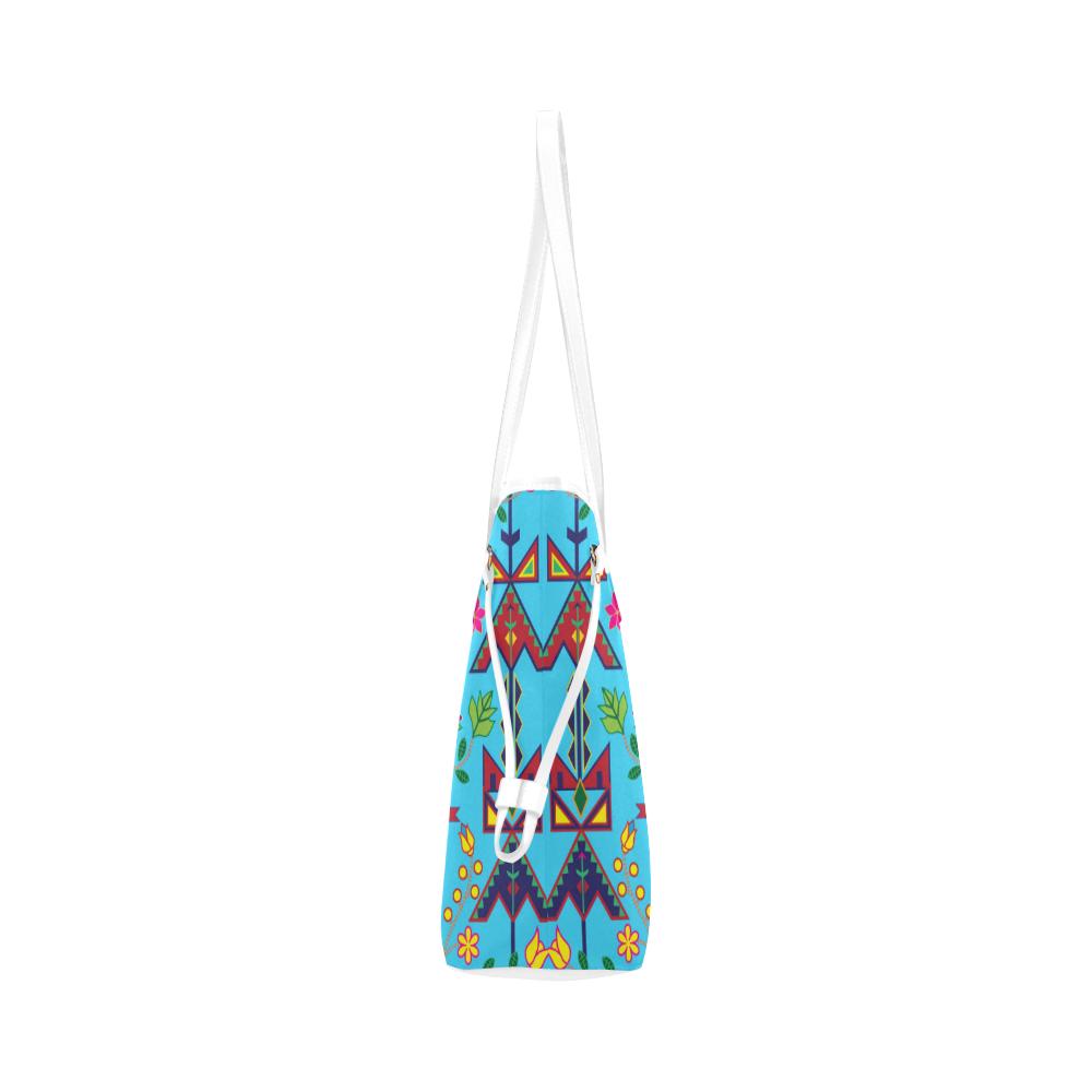Geometric Floral Spring - Sky Blue Clover Canvas Tote Bag (Model 1661) Clover Canvas Tote Bag (1661) e-joyer