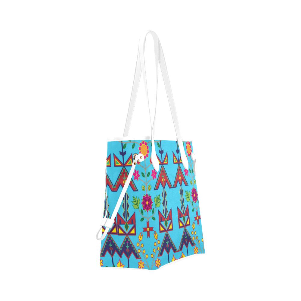 Geometric Floral Spring - Sky Blue Clover Canvas Tote Bag (Model 1661) Clover Canvas Tote Bag (1661) e-joyer