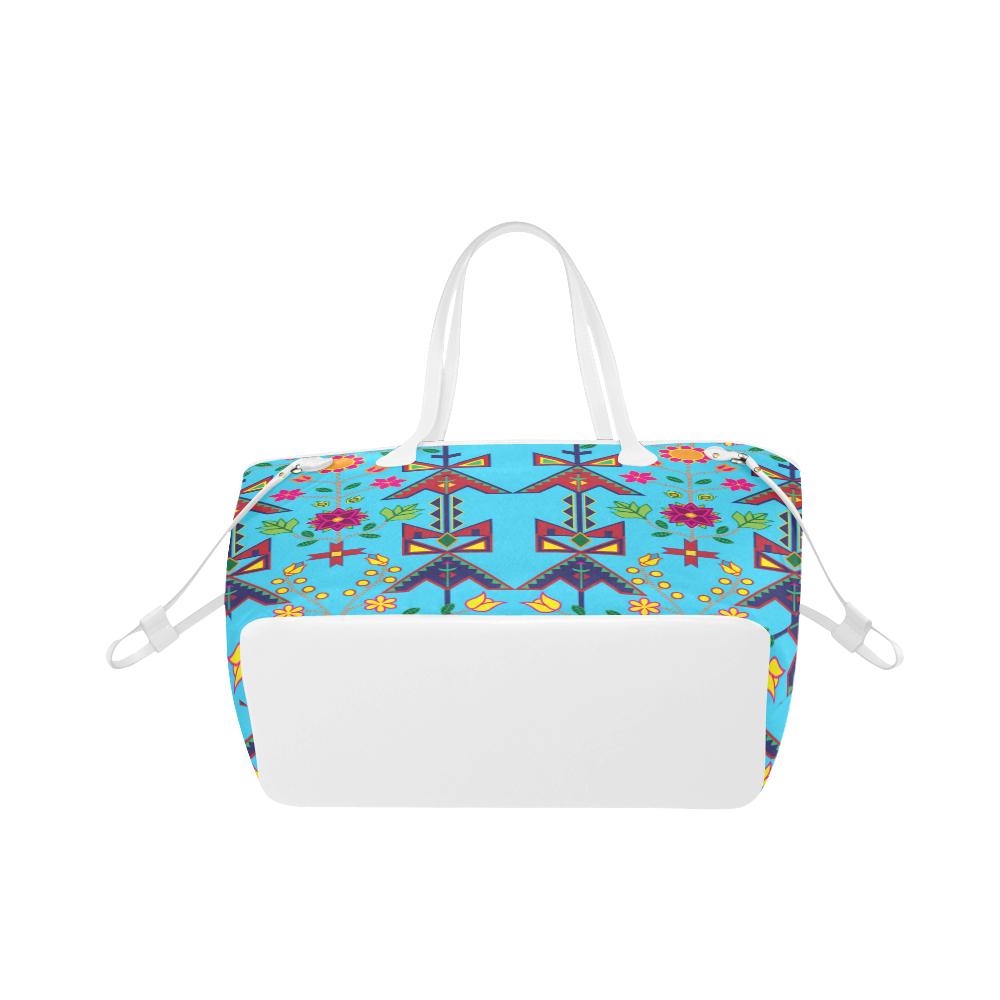 Geometric Floral Spring - Sky Blue Clover Canvas Tote Bag (Model 1661) Clover Canvas Tote Bag (1661) e-joyer