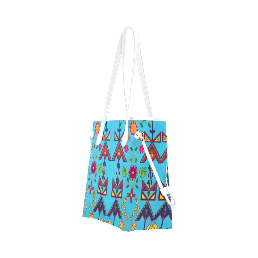 Geometric Floral Spring - Sky Blue Clover Canvas Tote Bag (Model 1661) Clover Canvas Tote Bag (1661) e-joyer