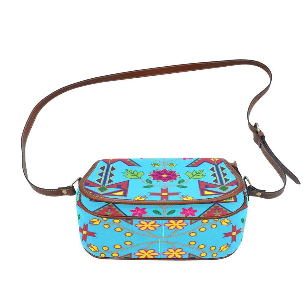 Geometric Floral Spring - SKy Blue Saddle Bag/Small (Model 1649) Full Customization Saddle Bag/Small (Full Customization) e-joyer