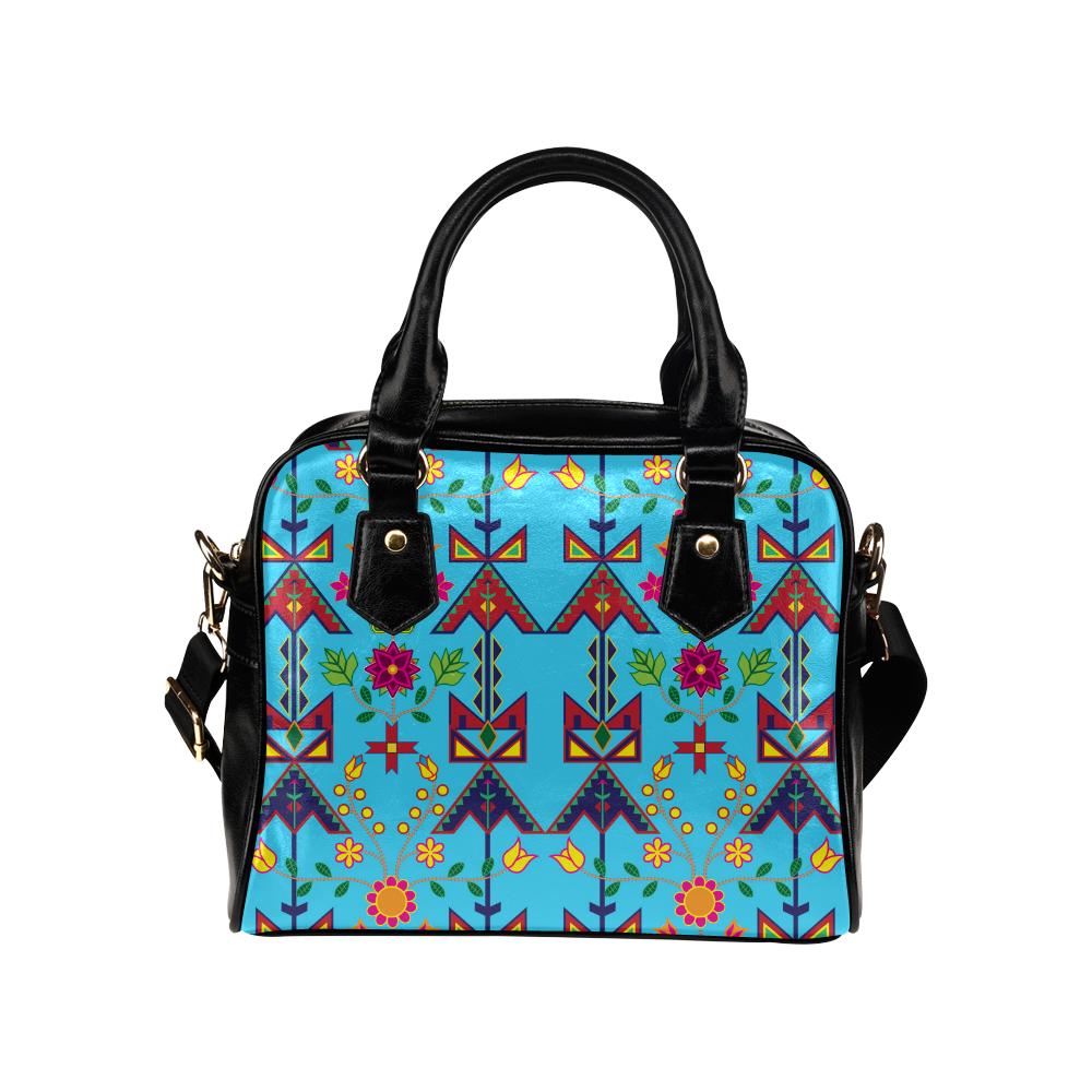 Geometric Floral Spring-SKy Blue Shoulder Handbag (Model 1634) Shoulder Handbags (1634) e-joyer