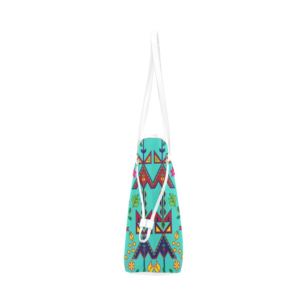 Geometric Floral Spring - Sky Clover Canvas Tote Bag (Model 1661) Clover Canvas Tote Bag (1661) e-joyer