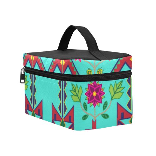 Geometric Floral Spring-Sky Cosmetic Bag/Large (Model 1658) Cosmetic Bag e-joyer