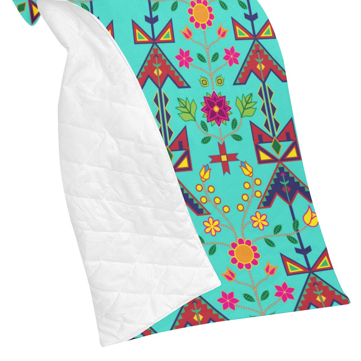 Geometric Floral Spring - Sky Quilt 70"x80" Quilt 70"x80" e-joyer