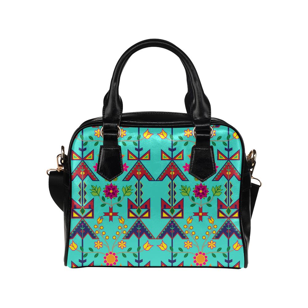 Geometric Floral Spring-Sky Shoulder Handbag (Model 1634) Shoulder Handbags (1634) e-joyer