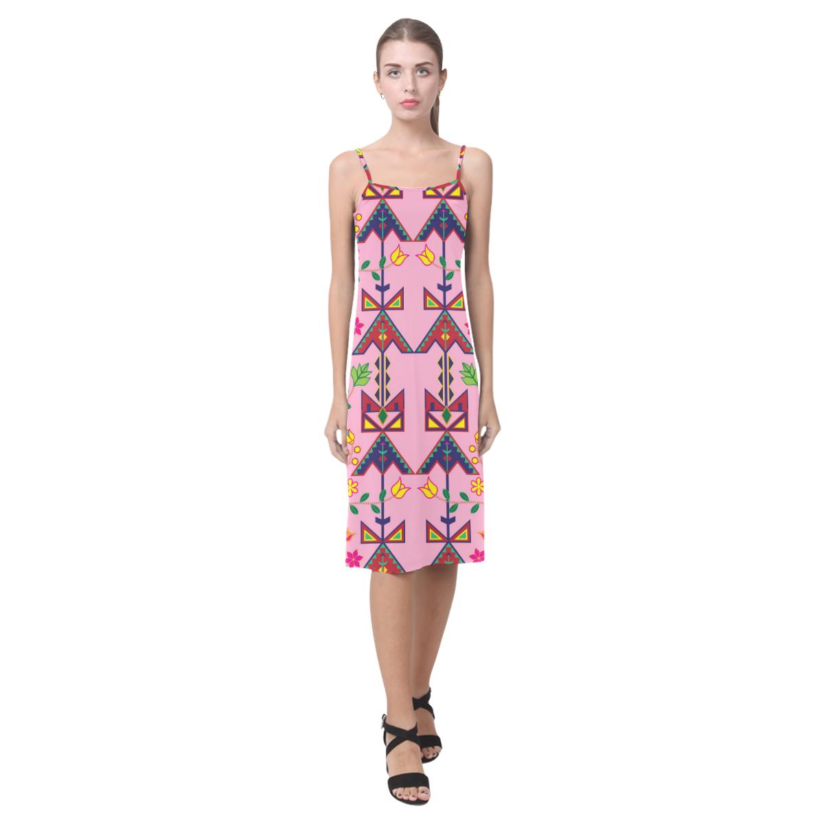 Geometric Floral Spring - Sunset Alcestis Slip Dress (Model D05) Alcestis Slip Dress (D05) e-joyer