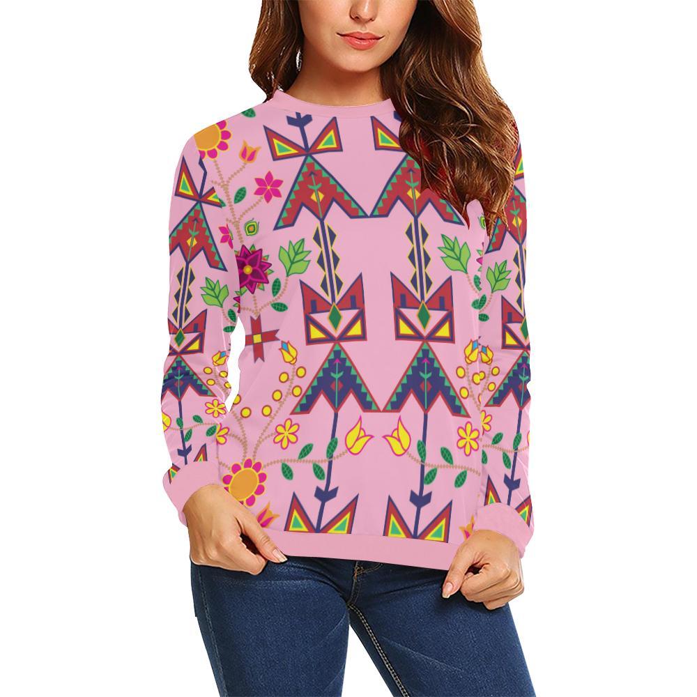 Geometric Floral Spring-Sunset All Over Print Crewneck Sweatshirt for Women (Model H18) Crewneck Sweatshirt for Women (H18) e-joyer