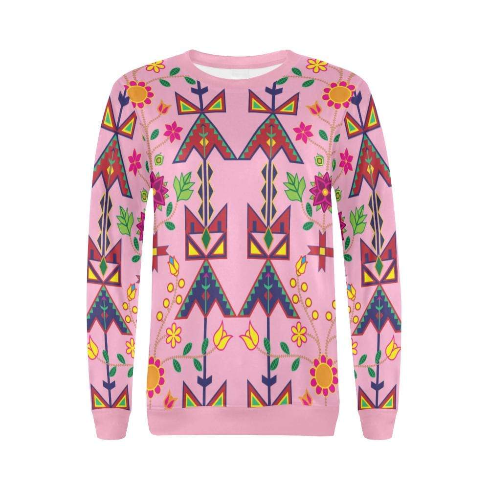 Geometric Floral Spring-Sunset All Over Print Crewneck Sweatshirt for Women (Model H18) Crewneck Sweatshirt for Women (H18) e-joyer