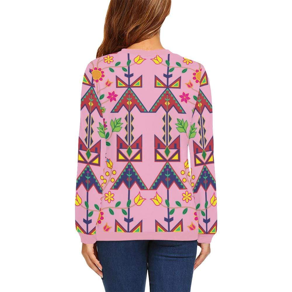 Geometric Floral Spring-Sunset All Over Print Crewneck Sweatshirt for Women (Model H18) Crewneck Sweatshirt for Women (H18) e-joyer