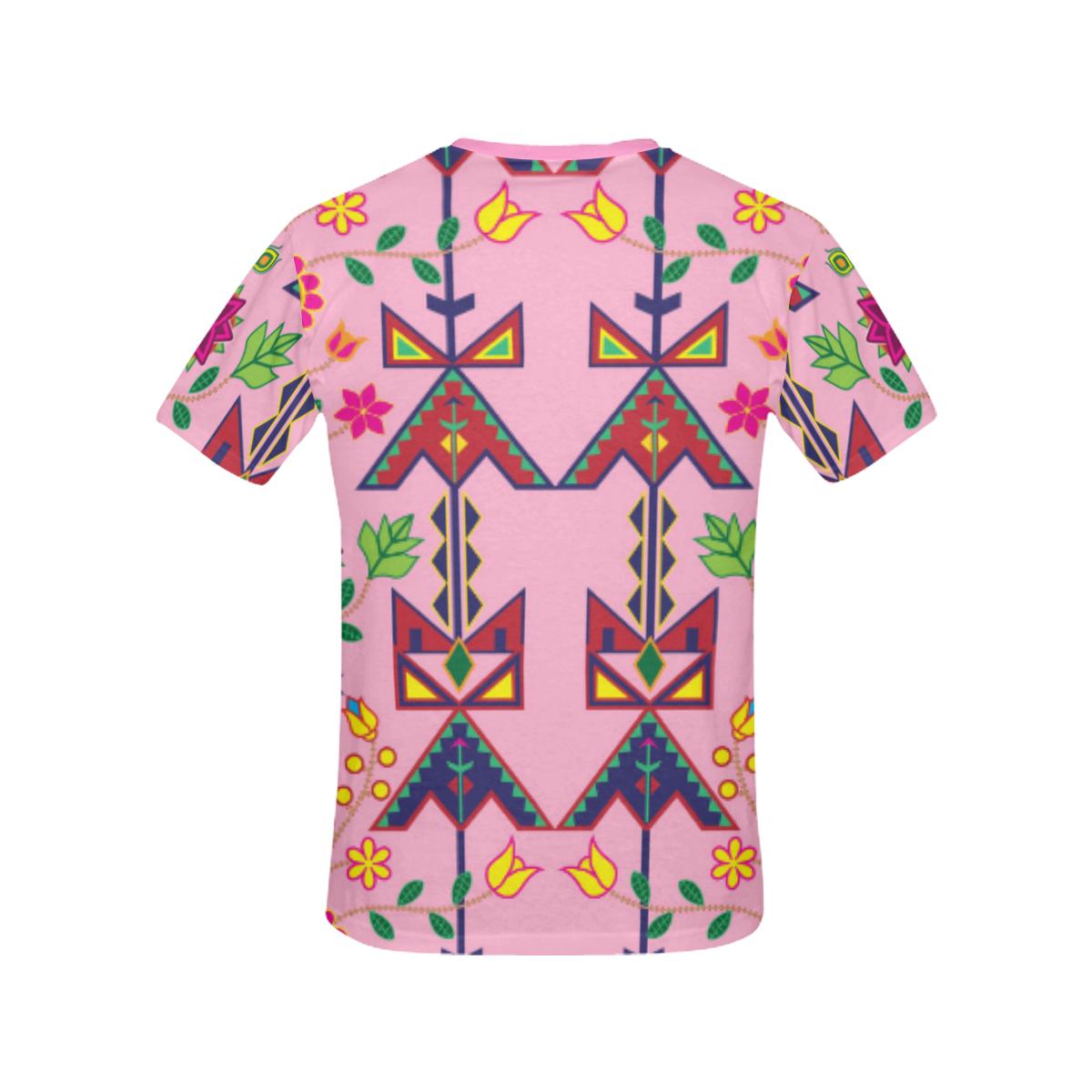 Geometric Floral Spring-Sunset All Over Print T-shirt for Women/Large Size (USA Size) (Model T40) All Over Print T-Shirt for Women/Large (T40) e-joyer