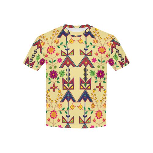Geometric Floral Spring-Vanilla All Over Print T-shirt for Kid (USA Size) (Model T40) All Over Print T-shirt for Kid (T40) e-joyer