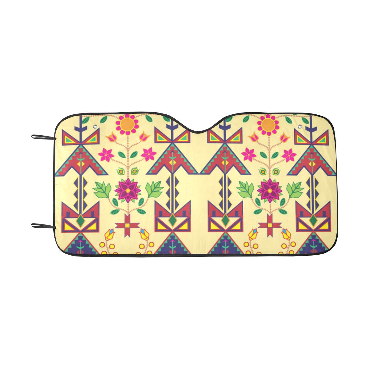 Geometric Floral Spring-Vanilla Car Sun Shade 55"x30" Car Sun Shade e-joyer